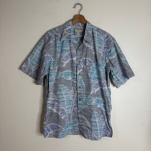 Cooke street Honolulu Men’s Short-Sleeve Leaf Print cotton Shirt medium